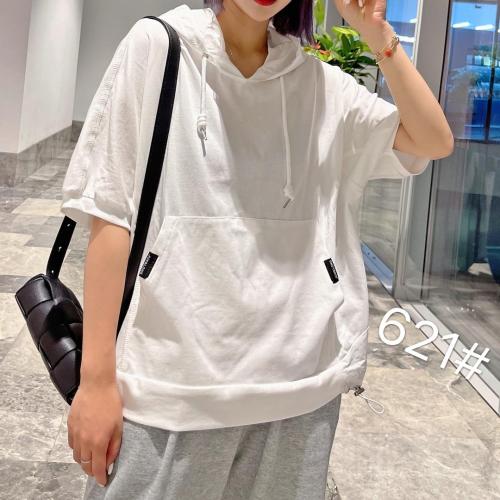 2021新款夏装拼衬衫帽卫衣,女装衬衫,柏旺阁