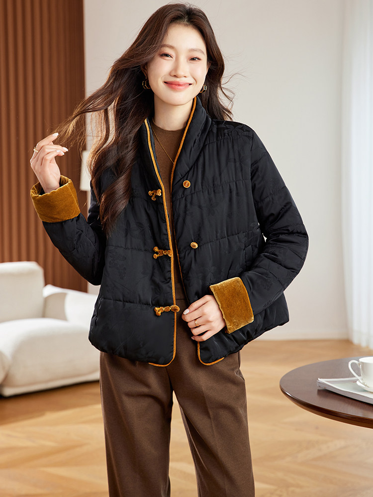 新中式国风羽绒棉服女2024冬季新款加厚保暖小个子立领盘扣小棉袄,女装棉衣/棉服,新依时派