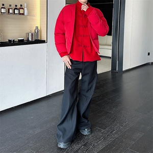 冬季新中式立领盘扣棉服男士潮加厚保暖假两件棉衣外套MM07P158图片