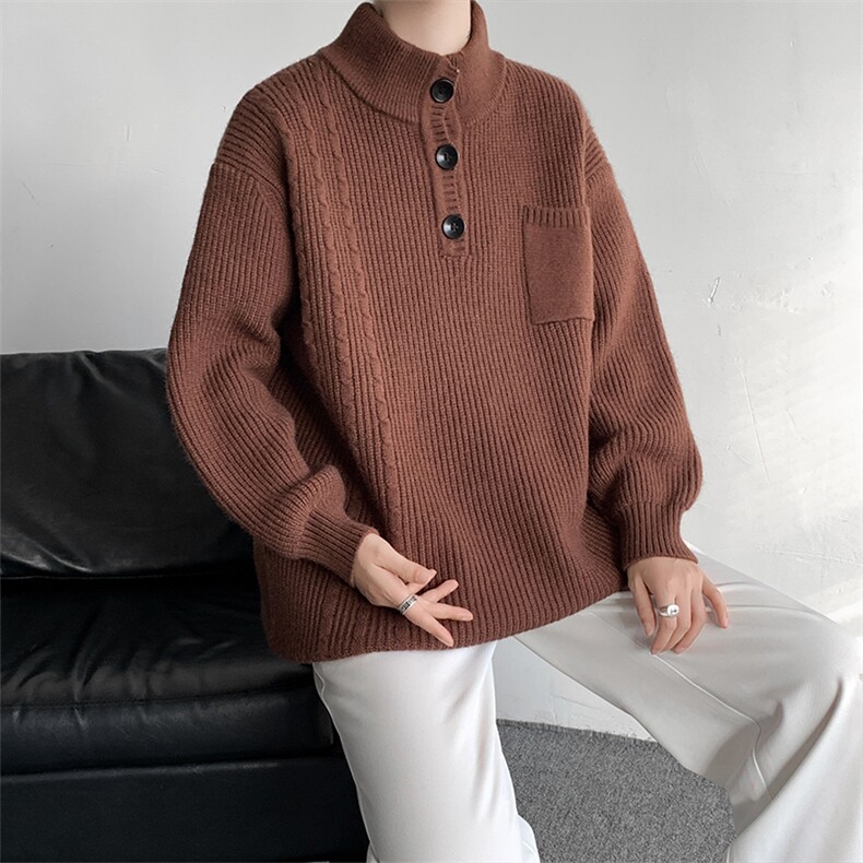 8XL-M特大码冬季立领毛衣纽扣高级设计感情侣?袖毛衫MY1208P65,男装针织衫/毛衣,电商D206-1