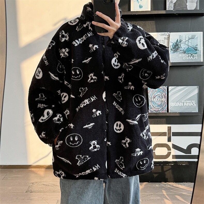 2025双面穿棉衣棉服麂皮羊羔绒面包服立领棉袄外套1618G-P90,男装棉衣,星座207