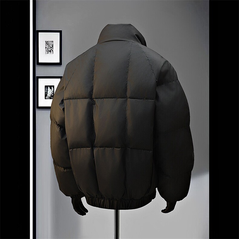 冬季网红吐司方格pu皮蓬松加厚保暖棉服防水棉衣M2509-P95,男装棉衣,电商A128