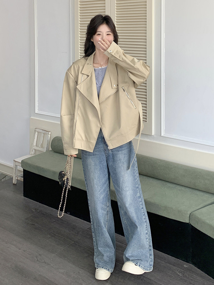 明星同款气质短款外套女春秋2025新款英伦风设计感小个子时尚风衣,女装短外套,浙宝220