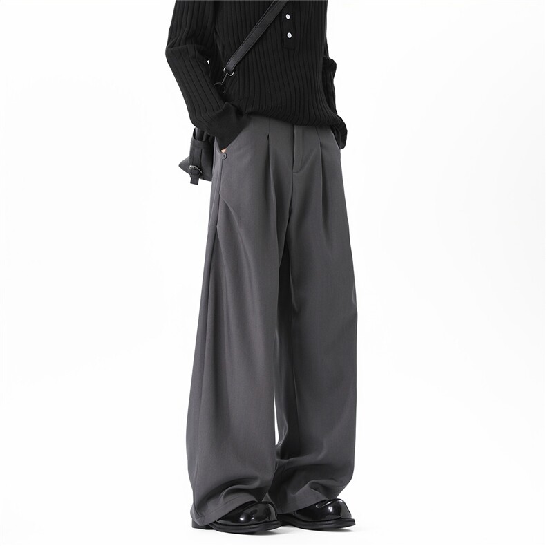 2025秋冬新款宽松大码拖地老钱风褶皱西裤休闲裤K3379-特P39控78，男装休闲裤，电商042