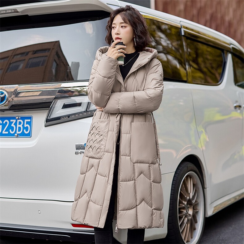 时尚保暖长款羽绒棉连帽棉衣女修身显瘦冬季外套,女装棉衣/棉服,利佳可人