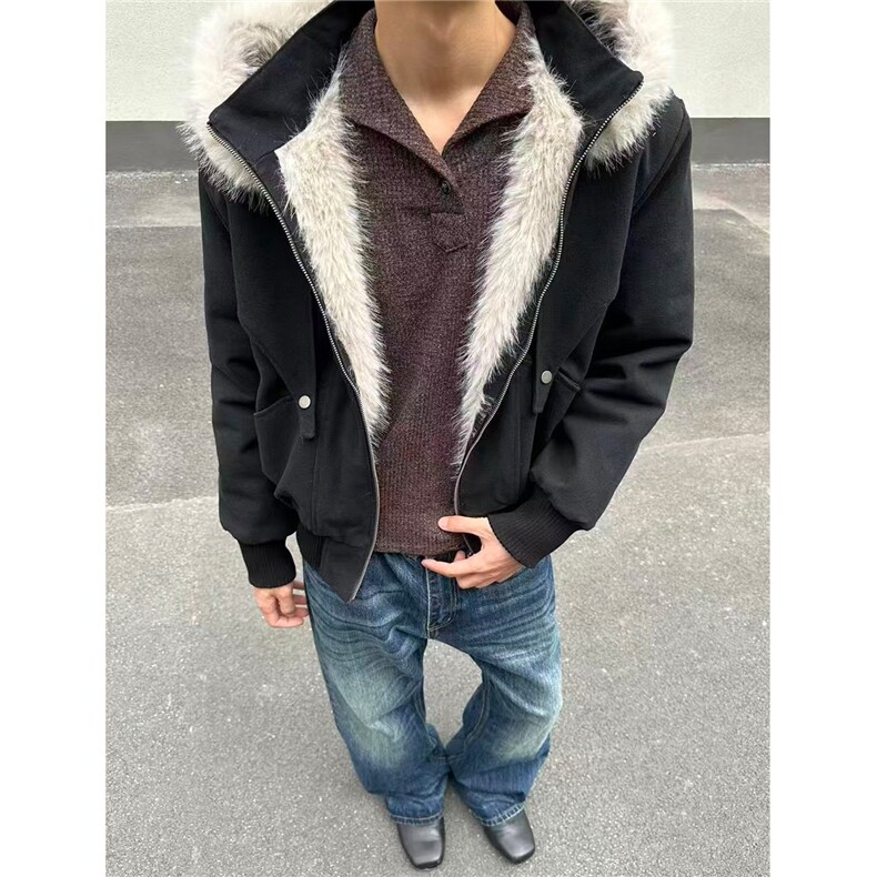 冬季战马座山雕夹克棉服男女加厚保暖宽松美式帆布解构可拆帽棉服,男装夹克,星座1210-1