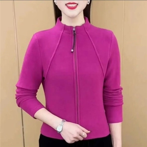 纯色百搭女装休闲新款秋冬季开衫长袖修身保暖德绒卫衣图片