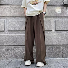 vibe风潮褶皱冰丝裤子禅意新中式休闲男裤夏季薄款阔腿裤，男装休闲裤，星座716-2