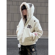 计划小恶魔豹纹仿麂皮毛领加厚座山雕棉服外套男女M803，男装棉衣，星座1116A（原606A-3）