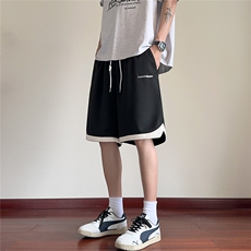 2025春装新款美式刺绣拼接短裤五分裤男潮流K9908/特P30红地板9，男装牛仔裤，电商A094