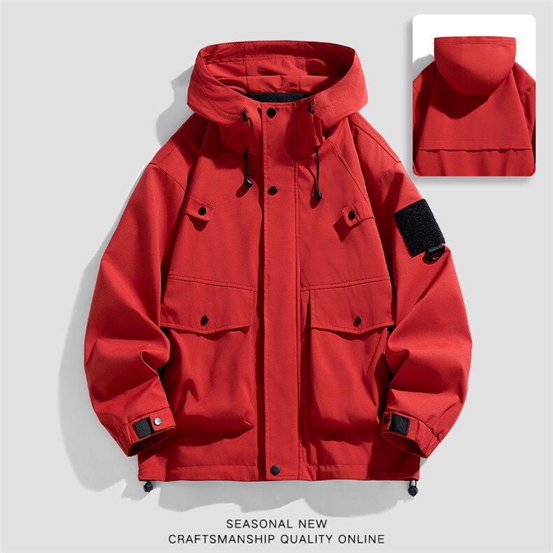 新款工装户外夹克男连帽纯色上衣冲锋衣外套A157B-J2527-特P80,男装夹克,电商A157B
