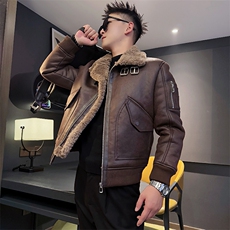 AY119/P158控208冬季社会小伙保暖加绒重磅工装皮毛一体男黑首，男装棉衣，星座305B-1