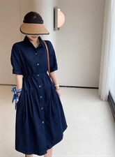 牛仔配丝巾连衣裙，女装连衣裙，肆尔