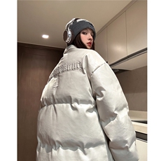 中性冬装美式立领情侣宽松棉服加厚pu皮棉衣外套男女H912P128，男装棉衣，电商A341