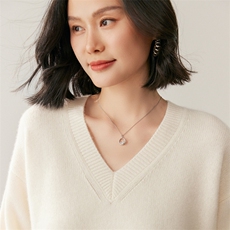 秋季新款v领纯色套头针织衫时尚休闲，女装针织衫/毛衣，鸥蕊娅羊绒