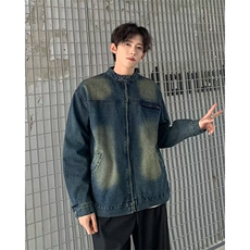 美式水洗做旧复古牛仔外套春秋开衫宽松休闲显瘦百搭夹克上衣潮，男装夹克，星座601-1