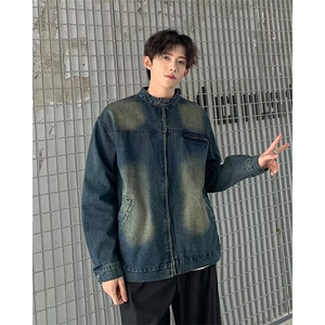 美式水洗做旧复古牛仔外套春秋开衫宽松休闲显瘦百搭夹克上衣潮图片