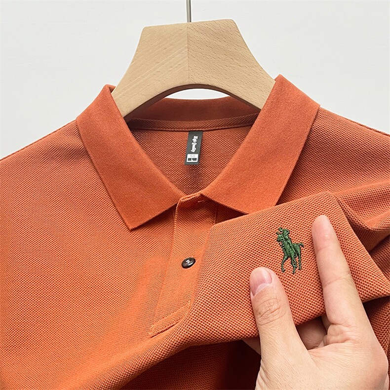 短袖T恤男2024春夏季新款纯色翻领Polo衫刺绣带领男休闲上衣潮,男装Polo衫,电商B212（原钱塘6029）
