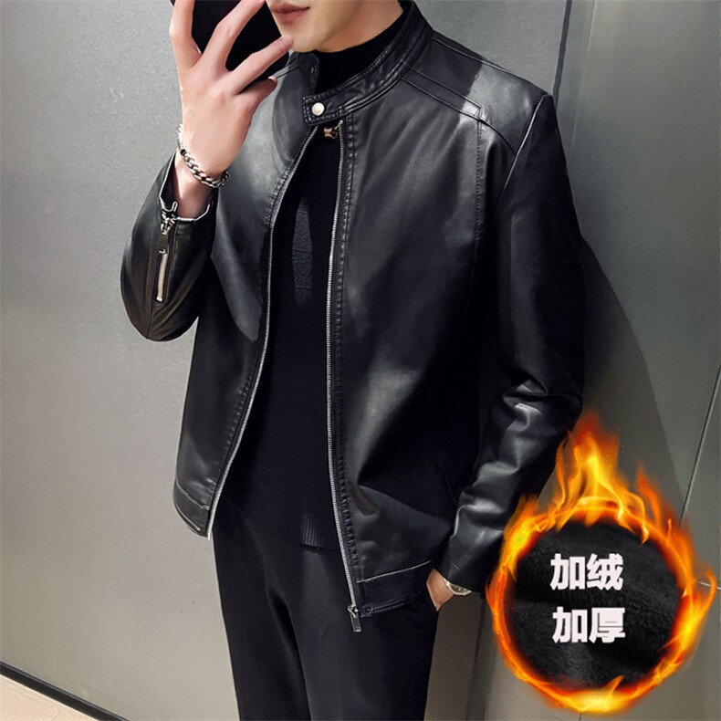 秋冬社会小伙PU皮衣男生机车皮夹克帅气外套LE603-常规P85加绒P93,男装皮衣,星座1105-3