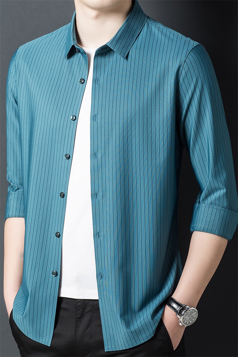 AF5503钱塘2020-3夏季新款男士时尚休闲条纹衬衫高品质P125,男装衬衫,钱塘207-3