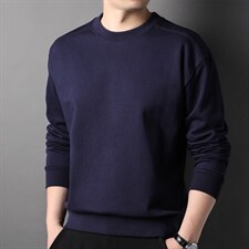 纯棉春秋卫衣男士套头圆领长袖t恤纯色运动休闲宽松打底上衣潮P90，男装T恤，钱塘6003A(原)4033A