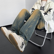 美式高街vibe重工艺做旧水洗hiphop直筒牛仔裤货号K2323P55，男装牛仔裤，电商A063