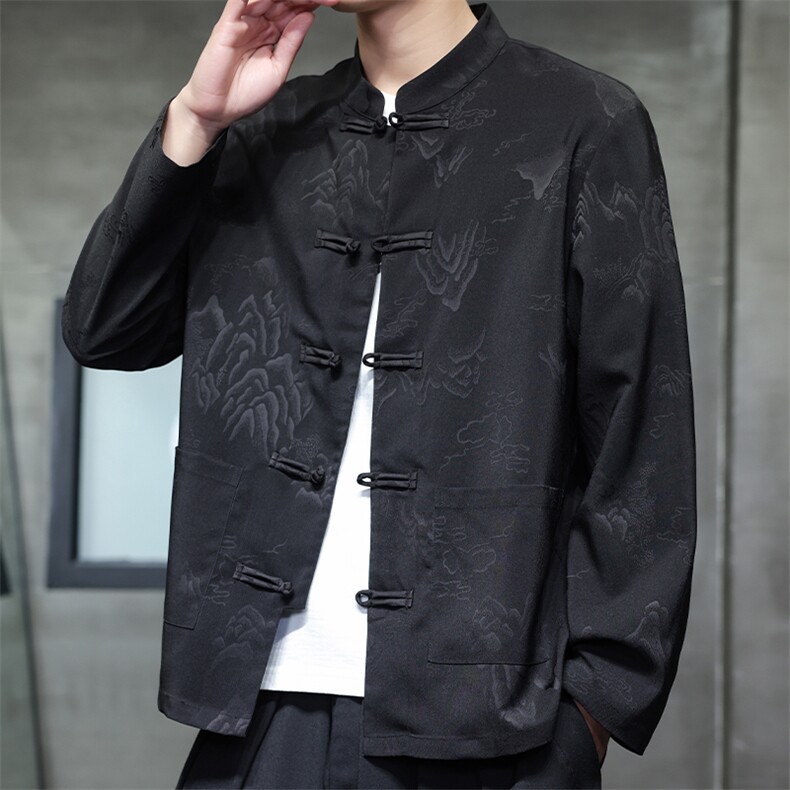 2026春季新款男装经典风衬衣新中式唐装盘扣汉服衬衫 C175-P65图片
