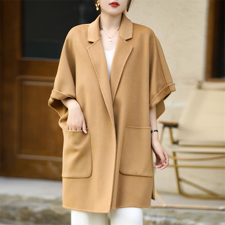羊毛大衣女新款冬季韩版时尚流行羊毛呢子外套，女装双面呢大衣，召鑫羊绒双面呢