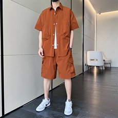 短袖衬衫男新款夏季薄款透气搭配套装短裤宽松翻领衬衣TZ068-P90，男装牛仔裤，星座308B-2