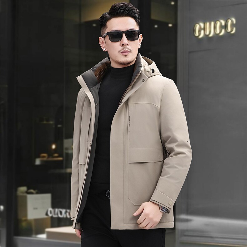 2025新款冬季短款90绒子白鸭绒羽绒服外套中年男装加厚羽绒服夹克,男装夹克,钱塘723
