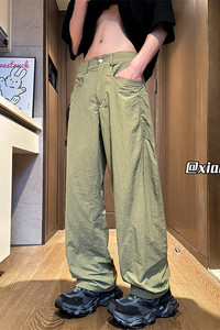 XZ616 夏季薄款半松紧弯刀冰丝裤速干休闲裤TY2492 M-5XL P55控78图片