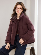 现货2025冬季新款休闲时尚无帽女士加厚加棉保暖棉服，女装棉衣/棉服，木子恋