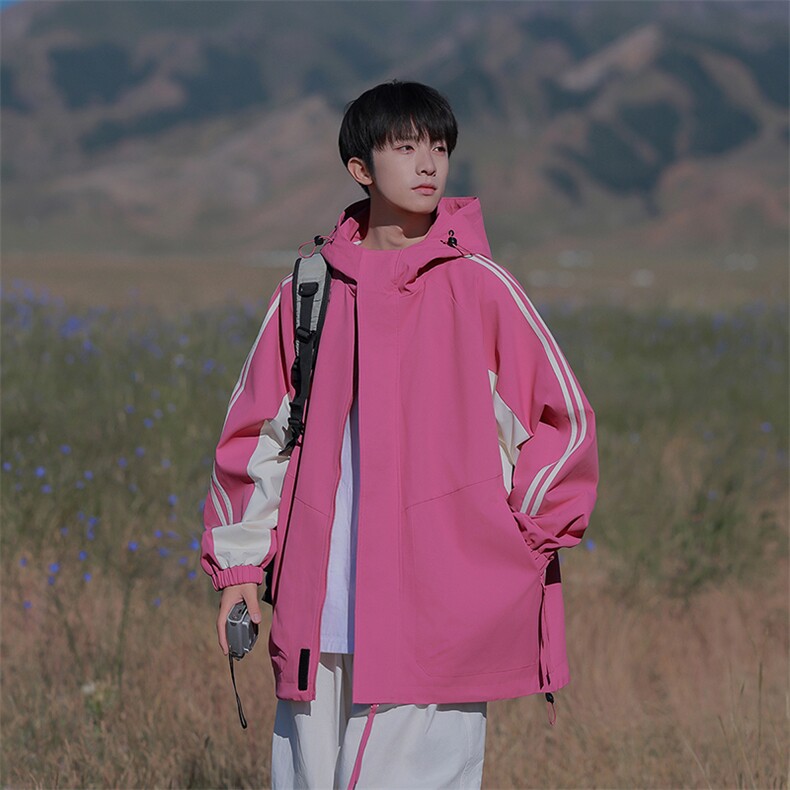 815A-MJ78322-75特春秋装新品条纹户外登山服三防冲锋衣外套男模,男装夹克,星座815A