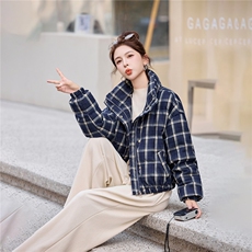 2025新款时尚洋气格纹白鸭绒短款羽绒服，女装羽绒服，衣佳和