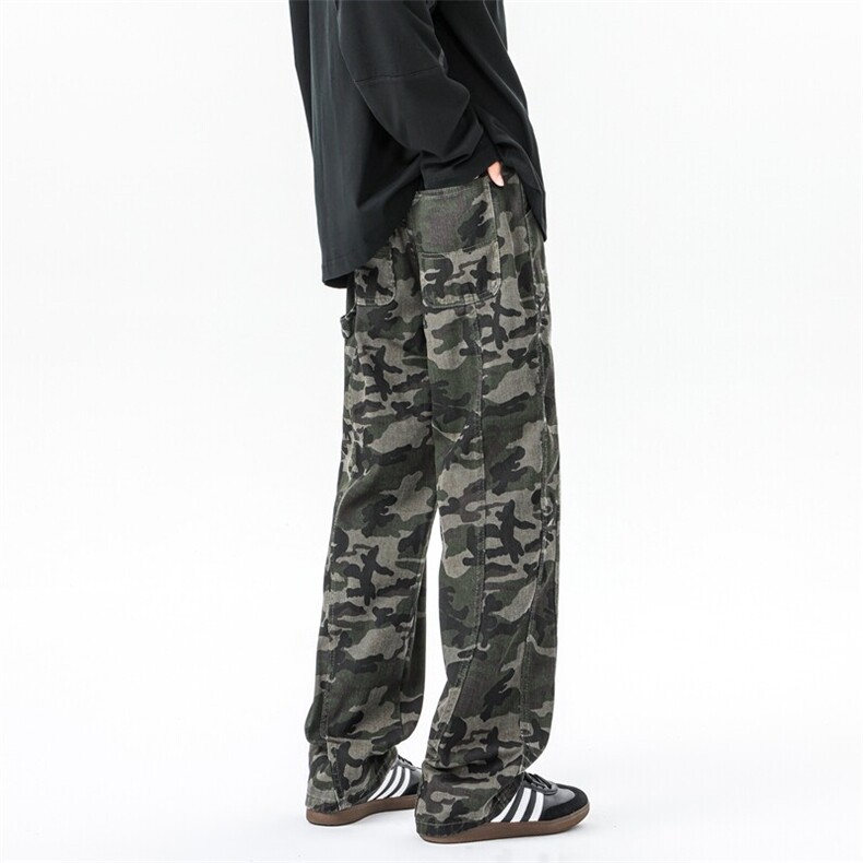 M-8XL春季伐木迷彩工装裤大码美式vibe直筒长裤牛仔裤子KZ1912P58，男装休闲裤，电商B238