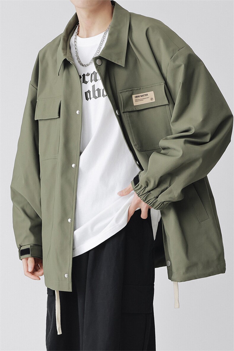 工装夹克男宽松落肩宽松纯色上衣外套DSA157B-JK733-P68,男装夹克,电商A157B