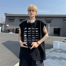 麂皮绒背心坎肩男T恤美式港风潮JB419-特P19控38，男装背心/马甲，电商B370