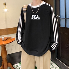美式三杠条纹复圆领卫衣秋冬男女宽松长袖SW2481-P45控6850棉，男装卫衣，电商B370