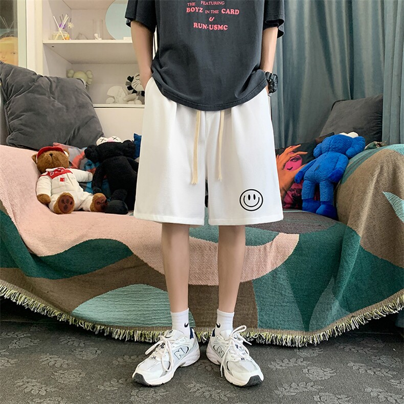 HD74224-P22 华夫格短裤男大码宽松五分裤男直筒中裤图片