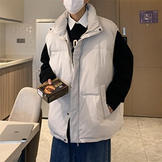 现货新款休闲马甲男加厚情侣款M-3XL港风立领无袖衣W2072-P48，男装棉衣，星座512-3