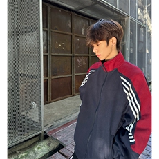 抖音得物高品质重磅26春装美式高街重磅织带拼接撞色立领卫衣外潮，男装卫衣，电商A443