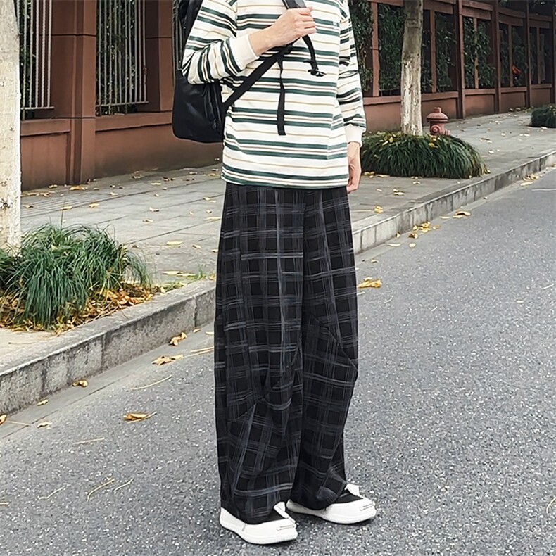 加绒卫裤肌理感格纹休闲裤男2025搭配卫衣毛衣日系裤子1030/P55,男装休闲裤,星座1412-2