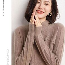 2024年秋季时尚潮流简约百搭纯色减龄舒适羊毛衫女，女装羊毛衫，牧雅羊绒