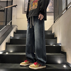 秋冬季垂感阔腿长裤牛仔裤男款美式复古潮牌休闲直筒裤K7563-P42，男装牛仔裤，星座512-3