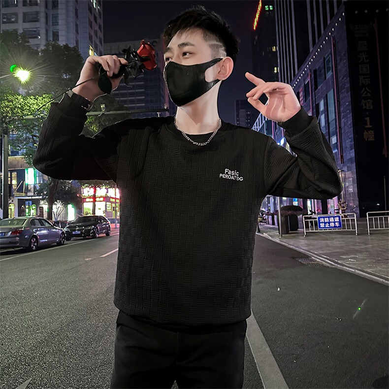 秋季潮牌设计款数字印花高级感百搭卫衣社会小伙黑WY9911TP28控58图片