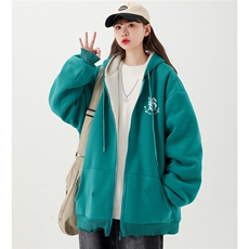 2025秋冬新款字母印花内里羊羔毛开衫卫衣外套M2051/P108控138，女装短外套，电商A148-1
