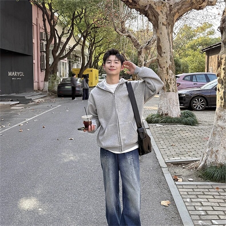 常规款开衫卫衣男款秋季双拉链连帽外套美式复古潮牌夹克衫WYK04,男装夹克,星座516A