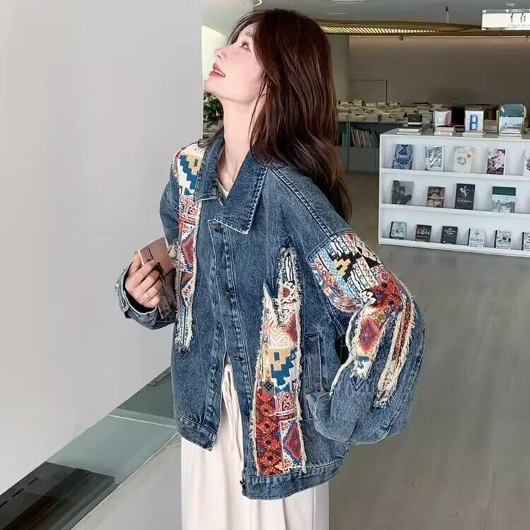 潮牌街头美式复古民族风情侣牛仔外套女拼接工装夹克25666-p70,男装工装外套,星座1008