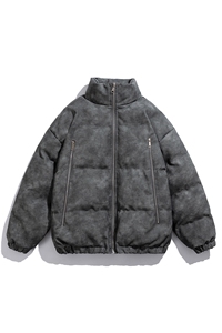 1PU皮复古做旧双侧金属拉链大码M-5XL加棉棉衣男MY77092P130控198图片