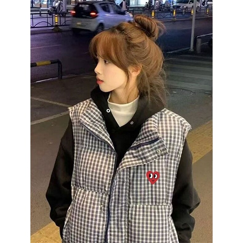 1506-1/MJ11101/P53美式无袖格子坎肩棉衣马甲女,男装棉衣,星座1506-1